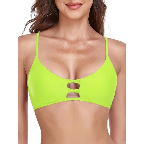 🆕Women's Green Strappy Bikini Tops Padded Swimsuit Lace Up Bathing Suit Top - Picture 1 of 5